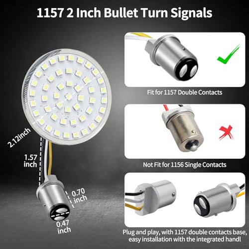 1157 Sequential LED Turn Signal Light with Smoked Turn Signals Lens, Motorcycle Blinkers Compatible with Harley Davidson Sportster Dyna Softail Road King Electra Glide Touring - SMD Bulbs