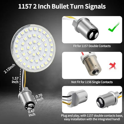 1157 Sequential LED Turn Signal Light with Smoked Turn Signals Lens, Motorcycle Blinkers Compatible with Harley Davidson Sportster Dyna Softail Road King Electra Glide Touring - SMD Bulbs
