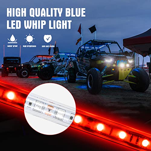 BESTZHEYU 2PCS 0.9M Red LED Whip Light for ATV UTV 3FT LED Whip Light Antenna Whips for RZR Polaris Off-Road Sand Dune Buggy 4x4 - color: 0.9M Red Whip Light