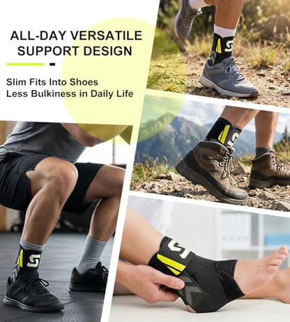 Quick Lace Up Ankle Brace for Sprained Ankle, Slim Fit Ankle Support Brace with Side Stabilizing Pads for Men & Women, Adjustable Ankle Stabilizer for Injury Recovery, Running, Sports, M-Support Plate of 1 - size: M(Ankle:12"-13")