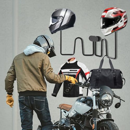 Longzhuo Helmet Wall Mount, 2-Spherical 180° Swivel Motorcycle Helmet Holder Wall Mount, Motorcycle Accessories, for Helmet, Hat, Cap, Sportswear, Racing Suit, Black