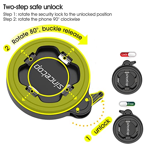 sincetop Universal 1” Ball Motorcycle Phone Mount,Quick Release Motor Bike Smartphone Holder 【Series C - 2nd Gen】 Double Socket Arm not Included - size: 【Gen2】Mount