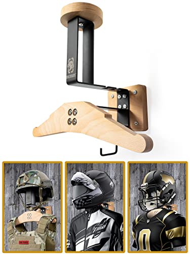 ONETIGRIS Tactical Gear Wall Mount, Motorcycle Helmet Holder Stand Jacket Hanger Plate Carrier Rack Display Organizer for Police Football Cycling Suit - color: Natural