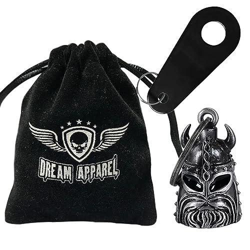 Dream Apparel Motorcycle Bell Guardian Angel Drive Away Gremlin, Biker Bell for Men Women Rider Riding, Good Luck Gift - color: Viking Helmet