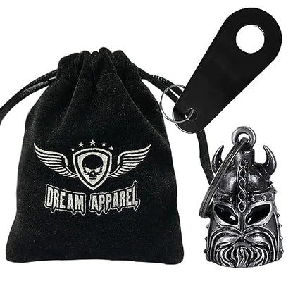 Dream Apparel Motorcycle Bell Guardian Angel Drive Away Gremlin, Biker Bell for Men Women Rider Riding, Good Luck Gift - color: Viking Helmet