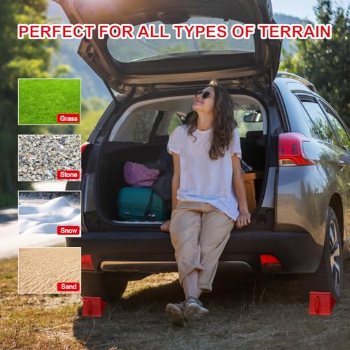 4Pack Wheel Chocks for RV Trailer Non Slip Heavy Duty Red Camper Wheel Chocks with Handle for Easy Removal Polypropylene Wheel Stoppers for Cars Campers Trucks Rvs - color: 4PC Red