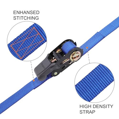Ayaport Endless Ratchet Strap Ratcheting Tie Down Motorcycle Car Roof Rack Trailer Cargo Straps - size: 1"x8'-2pcs blue