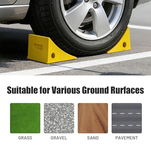 Yescom PU Wheel Chocks for Wheel 24" - 32" with 5ft Rope, 33,000 lbs Heavy Duty Capacity, Lightweight Car Chocks for Travel Trailers, RV, SUV, Truck, Camper - Anti-Slip Tread, Easy to Use & Odorless - size: for Wheel 24" - 32", 2Pack