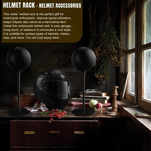 motofans® Helmet Stand Metal, Rotation Metal Stand Desktop Hanger Rack Helmet Stand Display for Motocycle Helmet, Caps,Hat, and Rugby Helmet - color: 2pack