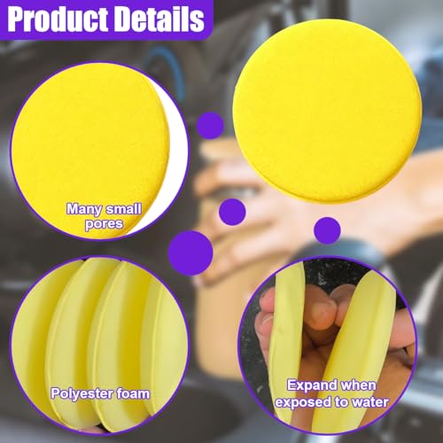 Craedli Car Wax Applicator Pads, 4 Inch Round Soft Fine Polishing Foam Pads, Car Sponge Buffing Pad Auto Cleaning & Detailing Tool for Applying Dressings, Polishes, Waxes (12PCS) - size: 12PCS