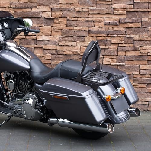 Detachable Sissy Bar Backrest+Luggage Rack Rear Grab Handles Bracket Kit, Fit for Harley Touring Street Glide Road King Road Glide Electra Glide 2009-2025 (Gloss Black) - color: Gloss Black