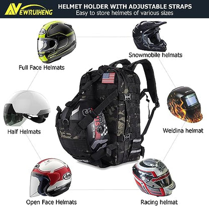 Motorcycle Helmet Backpack for Men, Large Capacity Cycling Storage Bag for for Outdoor (Green Camo)