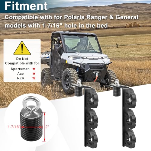 Dual Tool Hooks Mount Holder Compatible With For UTV Polaris Ranger 1000 xp 900 800 700 500 570 General 1000 With 1-7/16" Hole Cargo Bed Mount Shovel Farm Hunting Tool Carrier Storage Rack