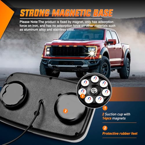 Nilight 12 Inch Roof Top Strobe Lights 48LED Hazard Light Emergency Safety Warning LED Flashing Bar Magnetic Mount 12V 24V Cars Trucks Tractors Snow Plows Construction Vehicles - color: Red