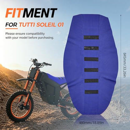 Electric Dirt Bike Seat Cover for Tutti Soleil 01,Black Stripe Non-Slip Motorcycle Cushion Cover for Tuttio Soleil01-Blue - color: Blue