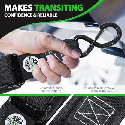 STARLEAPARTS Transom Tie Down Kits (2PK) -2" x 48" Boat Transom Straps - 1,200lb Break Strength Boat Straps for Trailer, Boat or Kayak Secure(Black) - color: Black