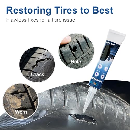 Tire Repair Rubber Nails Kit, 50 PCS Screw in Tire Repair Plugs Kit with 2 Sizes, Portable Emergency Tubeless Tire Repair Kit for Cars, SUVs, Motorcycles and ATVs (25S+25L+20ML+1Screwdriver) - size: 25S+25L+20ML+1Screwdriver