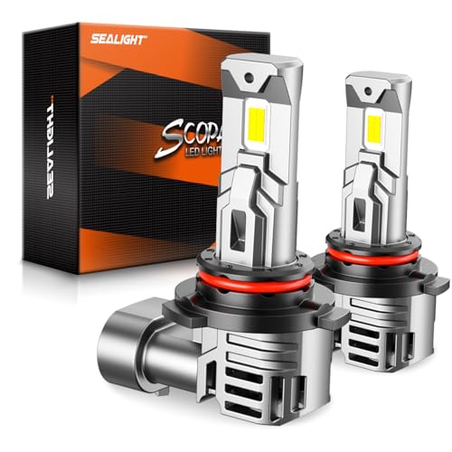 SEALIGHT 9006 LED Bulb for Fog Light and Powersports, 40000 Lumens 6500K White Light,1:1 Mini Size, with Cooling Fan, 3 Mins Plug-N-Play, 2 Pack - size: 9006/HB4