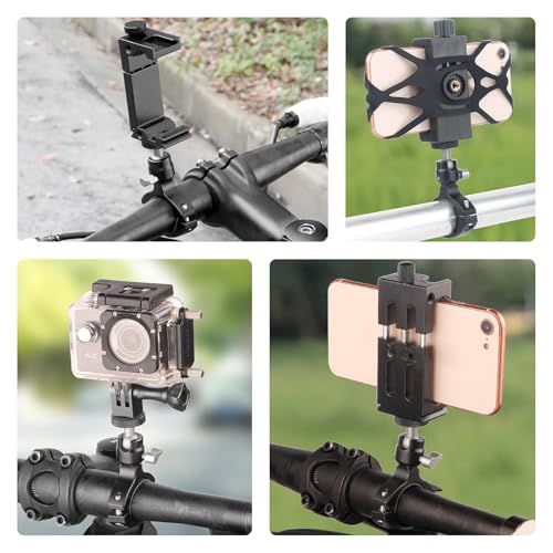 Bike Camera Handlebar Mount Motorcycle Pole Mount with 360° Ballhead Aluminum Handlebar Holder Compatible with GoPro/Insta360/AKASO/DJI Osmo Action Cameras