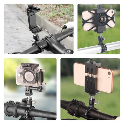 Bike Camera Handlebar Mount Motorcycle Pole Mount with 360° Ballhead Aluminum Handlebar Holder Compatible with GoPro/Insta360/AKASO/DJI Osmo Action Cameras
