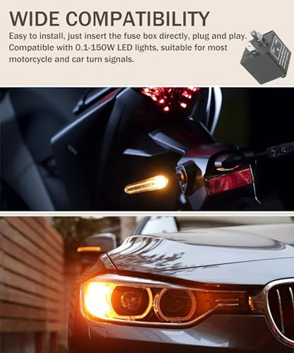 Bylikeho CF-13 LED Flasher Relay, Universal 12V Car Flasher Relay for LED Turn Signal Fixing Hyper Blink Flash, Fits Car SUV Motorcycle