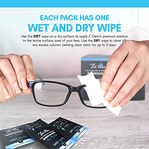 Anti-Fog Disposable lens Wipe | Easy to Use Lens Cleaner | Anti Static for Glasses | Eye glasses | Goggles | Sunglasses | Anti Reflectives | Swim Goggles | Visors | Scuba Mask | VR | Eyeglasses