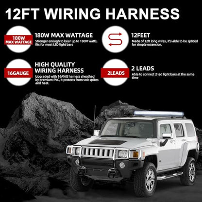 FXC LED Light Bar Wiring Harness Kit 16 AWG Heavy Duty 12V 5Pin Rocker Laser On Off Waterproof Switch Power 40A Relay Blade Fuse-2 Lead for Cars Boat ATV Truck (LED POD Lights) - style: LED POD LIGHTS