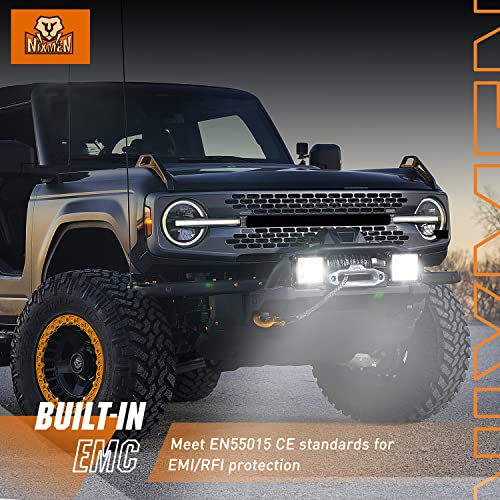 Nilight 2 PCS LED Pod Lights 120W 4 Inch Square 13500LM 120° Super Flood 14AWG DT Connector Wiring Harness Kit Offroad Driving Work Light for Truck UTV ATV SUV 4x4 - color: 6LED Flood Pod