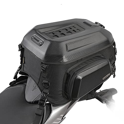 Rhinowalk Motorcycle Tail Bag Travel Luggage Expandable Motorcycle Helmet Bag 23L-35L Waterproof All Weather/Trunk/Rack Bag with Sissy Bar Straps-Carbon Black - color: Carbon Black 23-35L, size: 23L-35L