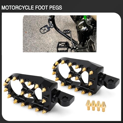 MX Wide Floorboards Foot Pegs Brake Pedal Cover Shifter Peg Kit for Harley Touring 1986-2023 Road Glide Street Glide 86-2017 Softail Fat Boy FL 2012-2016 Dyna FLD (Gold Black) - color: Gold Black