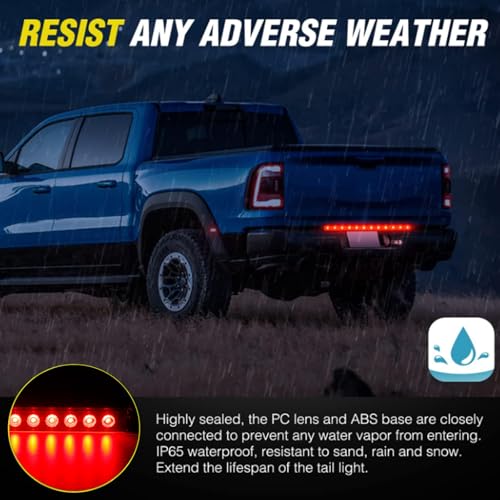 12 LED Red Trailer Brake Tail Light, 2 Pack 16” LED Bar Stop Turn Signal Tail Lights Waterproof Brake Strip Red Light for Marine Boats Golf Cart Offroad Truck RV UTV ATV