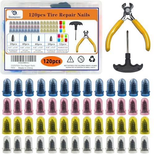 Tire Plug Kits, Screw in Tire Repair Screws, Tire Repair Rubber Nail for Tubeless Tire on Car, Motorcycles And More
