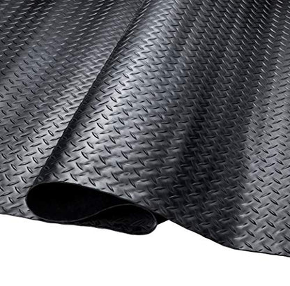 SEAL 4 x 10 FT Premium Garage Floor Mat, Solid 2.8mm Thick Lay-Flat Black Commercial Grade Heavy Duty Parking Mat for Golf Cart, Workbench, ATV, Water/Stain Resistant Runner (Embossed Diamond Plate) - size: 120"L x 48"W x 0.1"Th