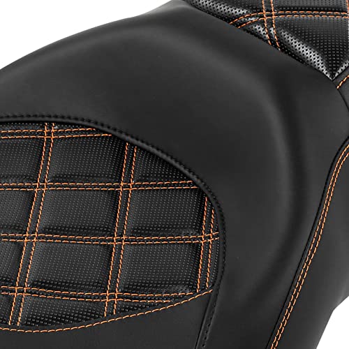 C.C. RIDER Powersports Seats - Driver Passenger Seat Backrest Pad Rider Cushion fit for Harley Davidson Touring Road King Street Glide Electra Glide Road Glide 2009-2023 - color: Seat Black Orange