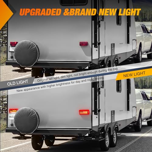 Nilight RV Tail Light 2PCS 72 LED Red Running Stop Brake Turn Signals White License Plate Lights Surface Mount Waterproof Taillights for Caravan Camper Van - color: RV Tail Light 72LED 2PCS