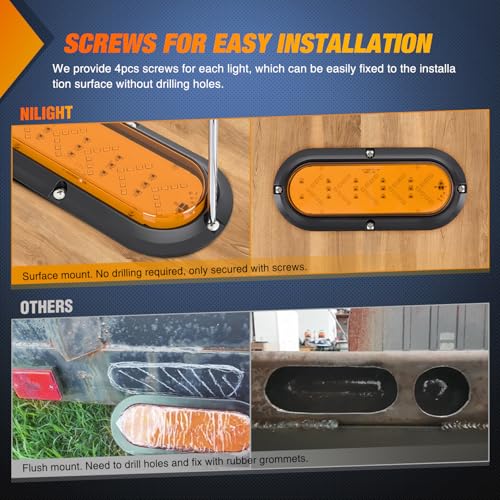 Nilight 6Inch Oval Tail Light 2PCS 35LED Arrow Amber Running Turn Signals Lights Surface Mount Waterproof for 12V Caravan Truck RV Camper Trailer Bus - color: Amber Arrow Lights 2Pcs