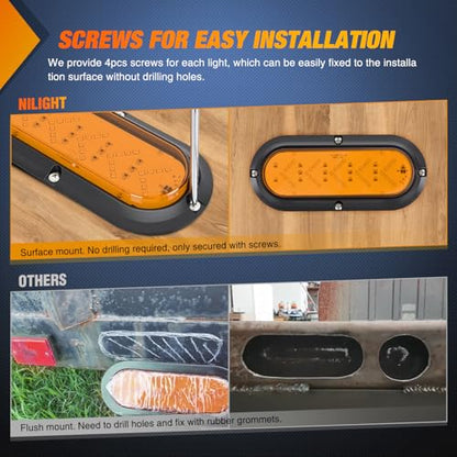 Nilight 6Inch Oval Tail Light 2PCS 35LED Arrow Amber Running Turn Signals Lights Surface Mount Waterproof for 12V Caravan Truck RV Camper Trailer Bus - color: Amber Arrow Lights 2Pcs