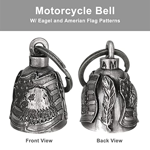 Dream Apparel Motorcycle Bell Guardian Angel Drive Away Gremlin, Biker Bell for Men Women Rider Riding, Good Luck Gift - color: Us Flag and Eagle