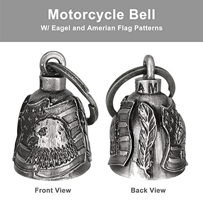Dream Apparel Motorcycle Bell Guardian Angel Drive Away Gremlin, Biker Bell for Men Women Rider Riding, Good Luck Gift - color: Us Flag and Eagle