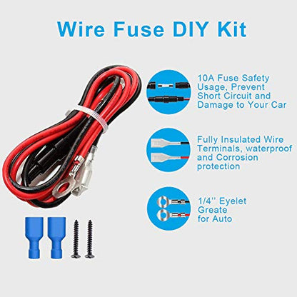 Riseuvo 2 Pack USB Charger Socket - 12v Dual USB Power Outlet 2A/1A Power Adapter for Car Marine Motorcycle ATV RV, with Wire Fuse DIY Kit