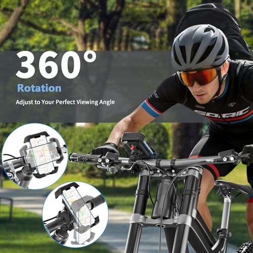 Bike Phone Holder, Anti-Shake Motorcycle Phone Mount with Security Lock, Handlebar Cell Phone Clamp for Bicycle Scooter Ebike Stroller for iPhone 16 15 14 Pro Max, 4.7-6.8" Phones