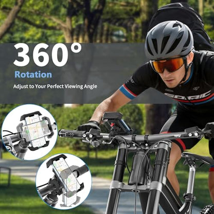 Bike Phone Holder, Anti-Shake Motorcycle Phone Mount with Security Lock, Handlebar Cell Phone Clamp for Bicycle Scooter Ebike Stroller for iPhone 16 15 14 Pro Max, 4.7-6.8" Phones