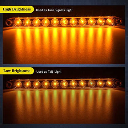 Nilight 16Inch Trailer Marker ID Bar 2PCS 11 LED Amber Turn Signals Tail Light DOT Compliant IP65 Waterproof for Truck Trailers Cargo Carriers - color: 2Pcs 16" Amber 11LED