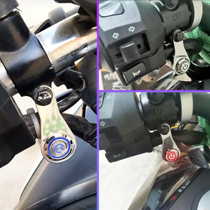 Motorcycle Universal Handlebar Light Power Control Switch Push Button Toggle Kill Mount Blue LED for DC12V Turn Signal Fog Brake Headlight - color: Blue
