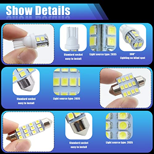 YOGEIER Car Led Bulb, Led Combination Set of 24 Sets, Used for Car Interior/Indoor Map Dome/ Trunk / License Lights, Etc. (White) - color: white