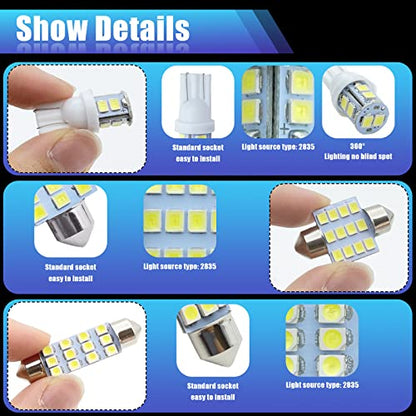 YOGEIER Car Led Bulb, Led Combination Set of 24 Sets, Used for Car Interior/Indoor Map Dome/ Trunk / License Lights, Etc. (White) - color: white