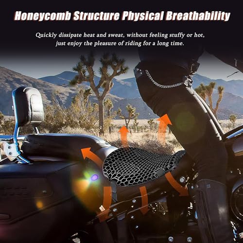 Motorcycle Gel Seat Cushion for Kawasaki Z900RS Z900 RS Z 900RS, Shock Absorption & Breathable Motorcycle Seat Pad for Daily Riding & Long Trips, 3D-Honeycomb Structure