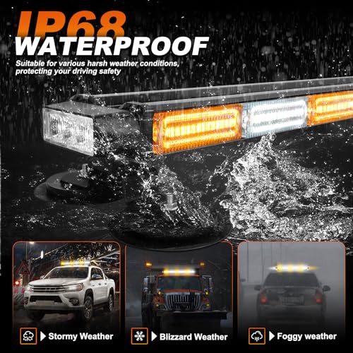 ASPL 26inch 126 LED Emergency Rooftop Strobe Lights Bar w/Controller Double Side Warning Hazard Snow Plow Flashing Light Traffic Advisor Safety Light for Work Trucks Vehicles Tow Pickup(Amber/White) - color: Amber/White