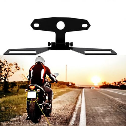 Universal Motorcycle License Plate Bracket, Adjustable Folding Mount Holder with Tail Light, for Scooter ATV Dirt Bike.Car Accessories (Black#M) - color: Black#M