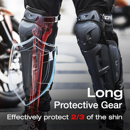 Scoyco Motorcycle Knee Pads for Men - CE Level 1 Motocross Knee and Elbow Guards Protective Gear Armor with 45°-180° Knee Flexibility Design Adjustable Elastic Band